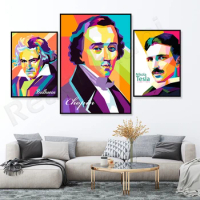 Chopin portrait, Ludwig van Beethoven, Beethoven, wall canvas, pop art retro style classic poster Tesla portrait art poster