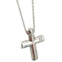 【Tiffany&Co. 蒂芙尼】PT950鉑金-鑲四顆鑽十字墜飾女用項鍊(展示品)