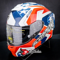 SCORPION HELM EXO R1 AIR ALVARO 2 | WHITE BLUE | FREE VISOR SMOKE FULL