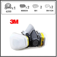 3M 6200+6003 Half Facepiece Reusable Respirator Organic Mask Acid Face Mask Organic Vapor&amp;Acid Gas 7 Items for 1 Set LT101