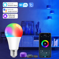 WiFi E27 Smart LED Bulb 12/15/18W RGB Voice Dimmable Light Ampolleta Parlante Wifi Lamp Work With Home Alexa/Google Assistant