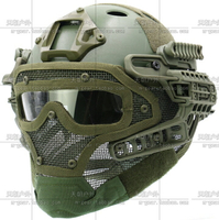 FAST PJ Armor戰術頭盔連捕食者全臉裝甲鋼絲網面罩護目鏡系統OD