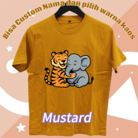 N&R Kaos Anak Seri 1 Lion and Elephant Warna Mustard Bisa Custom Nama dan Pilih Warna Kaos