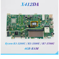 X412DA Mainboard For ASUS X412DK A412D F412D X412D Laptop Motherboard Ryzen R3-3200U R5-3500U R7-3700U UMA/V2G 4GB-RAM 100% Test