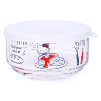 大賀屋 日本製 HELLO KITTY 玻璃碗 碗 碗具 玻璃 無嘴貓 哈囉凱蒂 三麗鷗 正版 L00010976