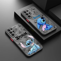 Stitch Cute Anime Disney For Samsung S23 S22 S21 S20 FE S10 S9 Note 20 10 Ultra Lite Pro Plus Frosted Translucent Phone Case