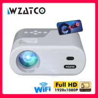 WZATCO DP02W Mini Projectors WiFi 5 Mirror Screen Bluetooth Support Full HD 1080P Projector 4K LED Home Theater Beamer