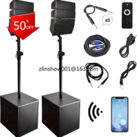 4000W 2*15" Subwoofer Professional audio Karaoke sets BT sound box PA speaker System active Subwoofer+Array Line Bocina Parlant