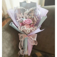 【OSTARA FLORIST 奧斯塔拉花藝】Love You愛心波波球花束(永生玫瑰、波波球、花禮、情人節、七夕)