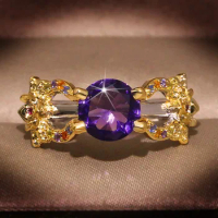 Fashion Wedding Jewelry gold filled Flower Purple Zircon stone Rings for Women Cross Infinity Wedding Jewelry Wholesale