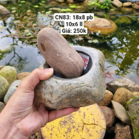 CN83 cối đá tự nhiên - Cối đá cuội tự nhiên 100% nguyên viên, kèm chày đá và chày gỗ.