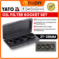YATO Oil Filter Socket Set 27-38MM Heavy Duty Durable Chrome Vanadium Steel Automobile Mechanical Ha