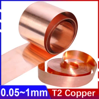T2 Copper Belt Pure Red Copper Ultra-thin Copper Foil Copper Sheet Roll Thick Plate Grounding Conductive Heat Sink Non-brass 1M