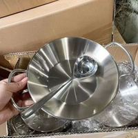 不鏽鋼加厚海鮮飯盤麻辣小龍蝦盤炸雞雙耳平底幹鑊西班牙海鮮鑊