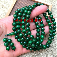 天然緬甸翡翠祖母綠干青鐵龍生手鏈108顆佛珠手鏈項鏈男女款