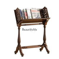 Solid Wood Book Shelf Floor Newspaper and Magazine Storage Side Table Study Display Stand