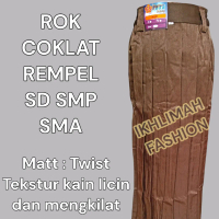 Rok Panjang Rempel Coklat Licin Nyaman Dipakai untuk SD, SMP, dan SMA - Fashion