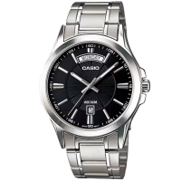 【CASIO 卡西歐】卡西歐石英鋼帶男錶-黑(MTP-1381D-1A)