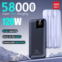 Miniso 58000mAh Power Bank High Capacity 120W Fast Charging Portable Charger Battery Pack Powerbank for iPhone Huawei Samsung