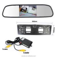 High quality European license plate reverse camera with car parking sensor rearview mirror