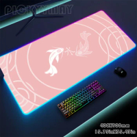 Mousepads Pink Fish LED Gaming Desk Pad Large Backlight Desk Mat 50x100cm Gamer Mousepad RGB Mouse Pad Luminous Mouse Mat