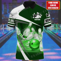 Bowling Team Personalized Name 3D Printed Mens Polo Shirt Summer Street short sleeve shirt Gift For Bowling Player Uniforms WK34