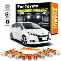 ZUORUI Canbus Car LED Interior Map Dome Light Kit For Toyota Wish MPV 2003-2014 2015 2016 2017 Vehicle Lamp Led Bulbs No Error