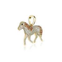 S925 Sterling Silver Bling Ice Out CZ Stone Solid Pony Horse Pendants Necklaces for Women Men Charm Jewelry Gift Drop Shipping