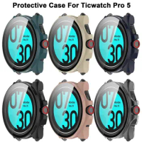 PC Protective Case New Shell Tempered Cover Shell Accessories Watch Screen Protector for Ticwatch Pro 5 Smart Watch