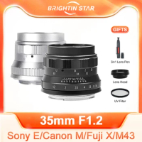Brightin Star 35mm F1.2 APS-C Fixed Focus Manual Portrait Lens for Sony E A73 A7M4 Canon EOS M M2 M3 Fuji FX XT3 XT4 M4/3 GM1
