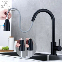 Bettering Faucet Gourmet Kitchen Pull out Black Kitchen Taps Water Mixer Tap SUS304 Kitchen Sink Faucet Hot Cold Stream Deck