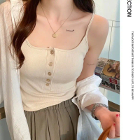 Kamisol Butang, Comel dan Seksi, Rompi Belakang Cantik, Pakaian Luar Bergaya dan Serba guna, Slim Fi