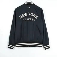 Jaket MLB NY NEW YORK YANKEES IVORY BLACK VARSITY JACKET 100% ORIGINAL Size L
