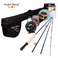 Angler Dream Fly Fishing Rod and Reel Combo Set 5/6 WT Rod Combo with Fly Line Fly Lures Full Kit with Bag