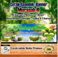 Spanduk Banner Es Kelapa Muda Ukuran 3 meter x 1 meter