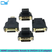 Elbow 24k Gold Plated Plug Male To Female Converter 1080P For HDTV Projector Monito DVI 24+1 To HDMI-compatible Adapter Cables