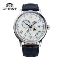 ORIENT 東方錶 SUN&amp;MOON系列 羅馬數字日月相錶 皮帶款 RA-AK0802S 白色