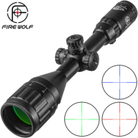 FIRE WOLF 3-9X50 Hunting Tactical Rifle Scope Green Blue Red Dot Illuminated Reticle Sniper Optical Sight Scope for Rifle