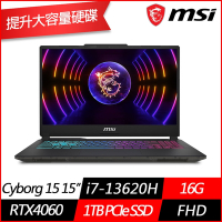 MSI微星 Cyborg 15 A13VFK-831TW 15.6吋電競筆電 i7-13620H/RTX4060/16G/1TB PCIe SSD/Win11/特仕版 )