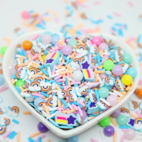 50g Mixed Candy Beads Cloud Rainbow Meteor Polymer Clay Slices Topping Supplies Cute DIY Sprinkles Filler For Slime Accessories