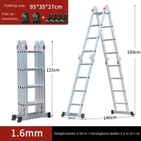 Aluminum Alloy Multi-functional Folding Ladder Engineering Household Lift Extension Ladder Aluminum 