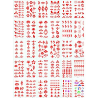 สติ๊กเกอร์รอยสักเด็ก ลายดอกไม้หน้าผากและคิ้ว กันน้ำ ทนทาน สติ๊กเกอร์รอยสักเด็ก สีแดง ผิว ลาย เกล็ดม