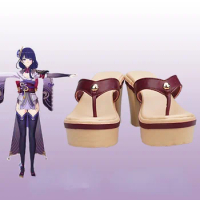 Genshin Impact Baal Raiden Shogun High Heel Cosplay Shoes Raiden Makoto Slippers Sandals Halloween C