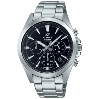 【CASIO 卡西歐】EDIFICE 經典極簡三針三眼計時紳士腕錶-黑(EFV-630D-1A)