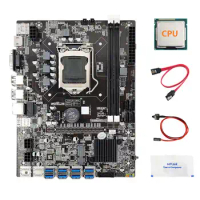 B75 ETH Mining Motherboard 8XPCIE to USB+Random CPU+SATA Cable+Switch Cable+Thermal Grease LGA1155 Miner Motherboard