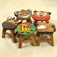 泰國兒童卡通小板凳家用實木洗手換鞋矮凳寶寶可愛圓凳動物小凳子