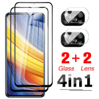 4in1 Full Tempered Glass For Xiaomi Mi Poco X3 Pro Protective Film On Pocox3 X 3 3pro X3pro Pocox3pro HD Camera Screen Protector