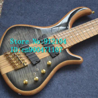 new Big John 6 strings fanned a sandwich electric bass guitar in blue with elm body Korean Hardware F-3125