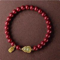 硃砂手串正品紫金砂和田玉葫蘆四葉草轉運珠紅手鍊龍年本命年禮物