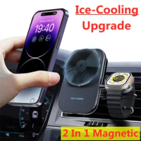 2 In 1 Magnetic Wireless Charger Car Mount Phone Holder Stand For iPhone 12 13 14 Pro Max Apple Watch Car Fast Charging Station